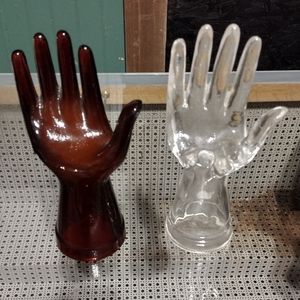Vintage glass hand ring holder